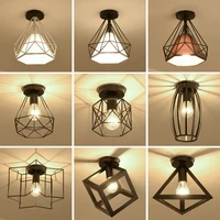 retro ceiling light lamp shade nordic vintage iron ceiling lamp decor for living room bar loft e27 home lights cage fixture