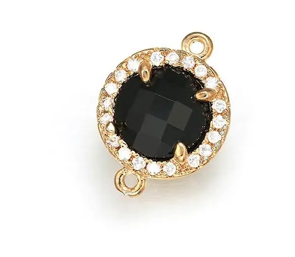 black ZHUKOU 12x16 мм латунные кубические циркония круглые коннекторы с кристаллами для ожерелья ручной работы для изготовления ювелирных изделий Модель: VS352 - Цвет: black