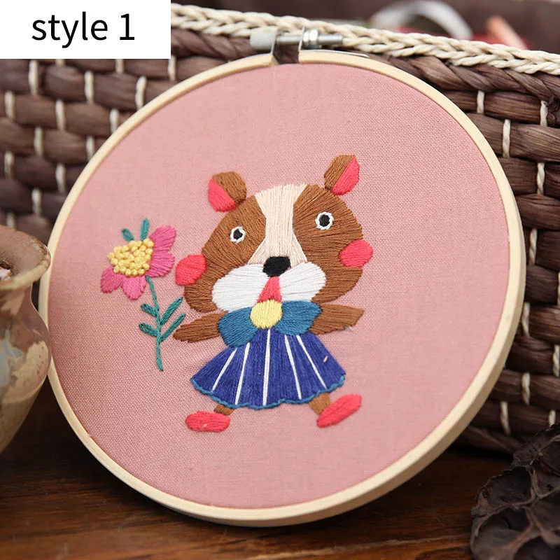 Подвесные картины 15*15 см вышивка DIY ручной работы комплект милый мультфильм животное для начинающих рукоделие материал посылка