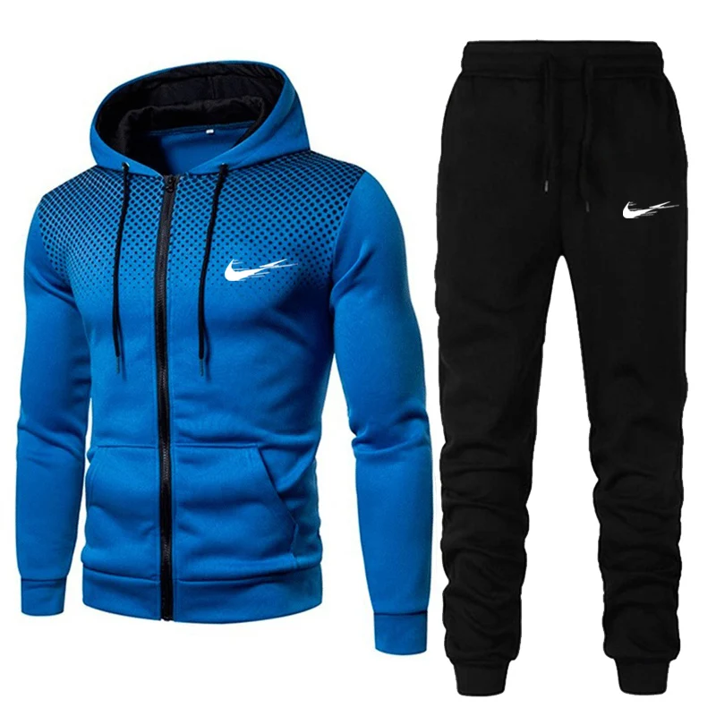 

2021 New Spring Autumn Men's Pullover Hooded Tracksuits Drawstring Casual 2-piece Sets Printing Long-Sleeved Fashion Sportswear
