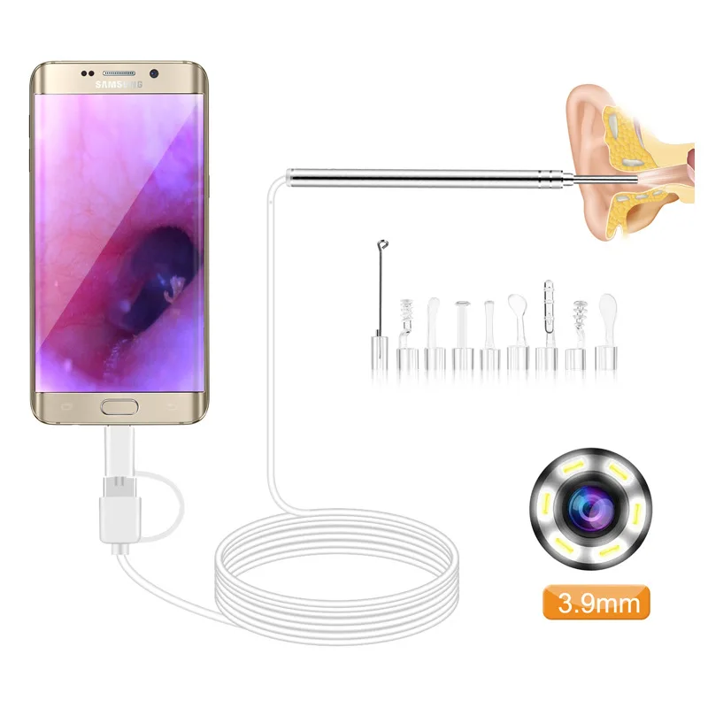Отоскоп 3 IN Ear 9 мм HD 1080P эндоскоп для чистки ушей камера осмотра инструмент