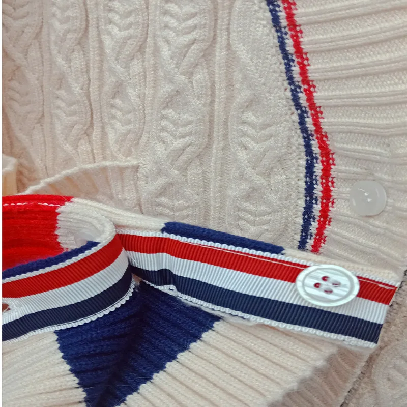 

2020 New Style for Autumn and Winter V-neck Loose TB College Style Simple All-match Knitted Sweater Cardigan Coat Women's