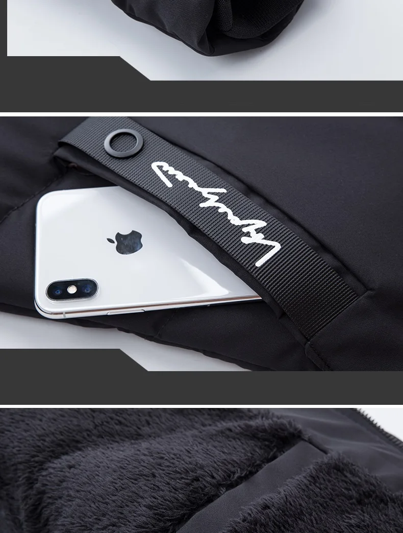 Winter Men Jackets Warm Thick Multi-pocket Hooded Parkas Coats Mens Casual Fleece Fur Collar Windbreaker Padded Overcoat Solid