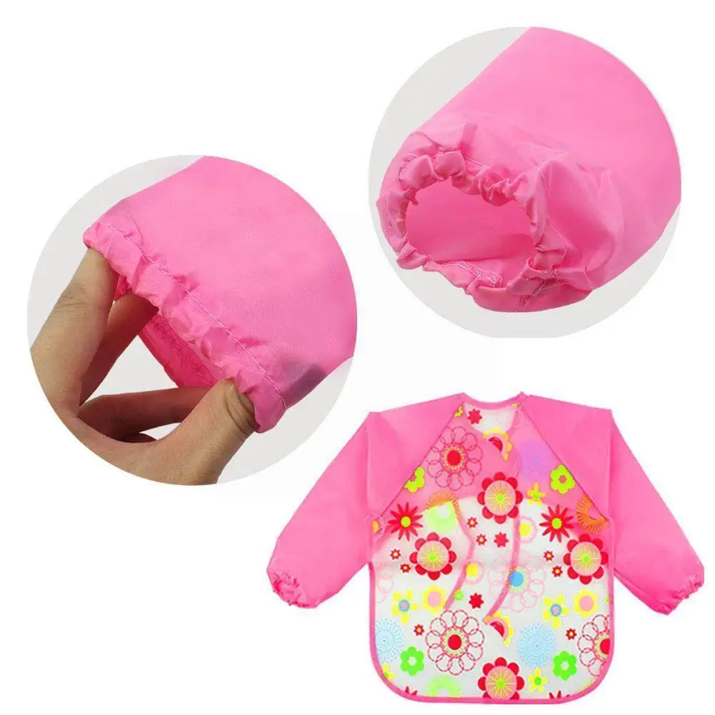 

Baby Bibs Cute Children Baby Stuff Toddler Waterproof Long Sleeve Art Smock Feeding Bib Apron For Kids 2-5 Years