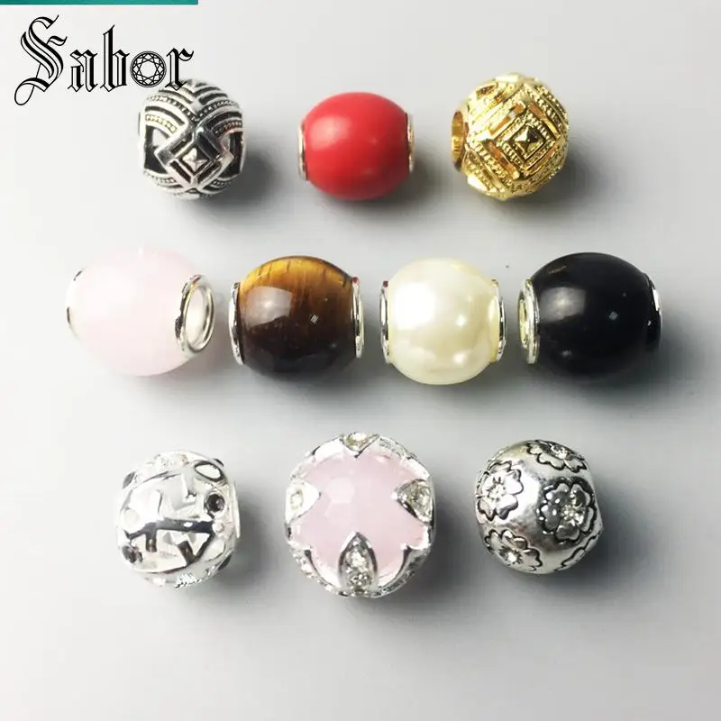 Жемчужный кристалл тигровый глаз цветок Шарм бусы подходит браслет тибетская