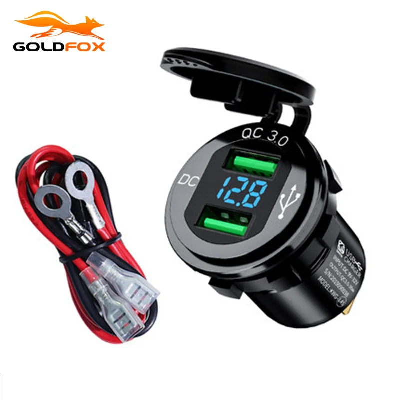 12/24 В водонепроницаемое двойное быстрое зарядное устройство QC3.0 USB 18 Вт быстрая