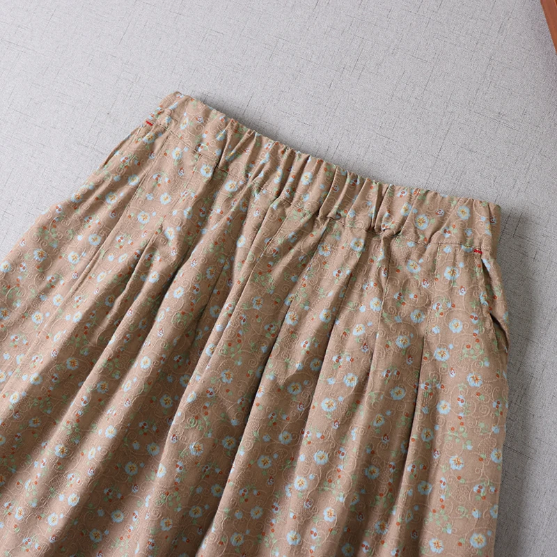 

Japan Style Mori Girl Literary Floral Print Cotton Skirt New Spring Loose Loose A-line Women Skirts