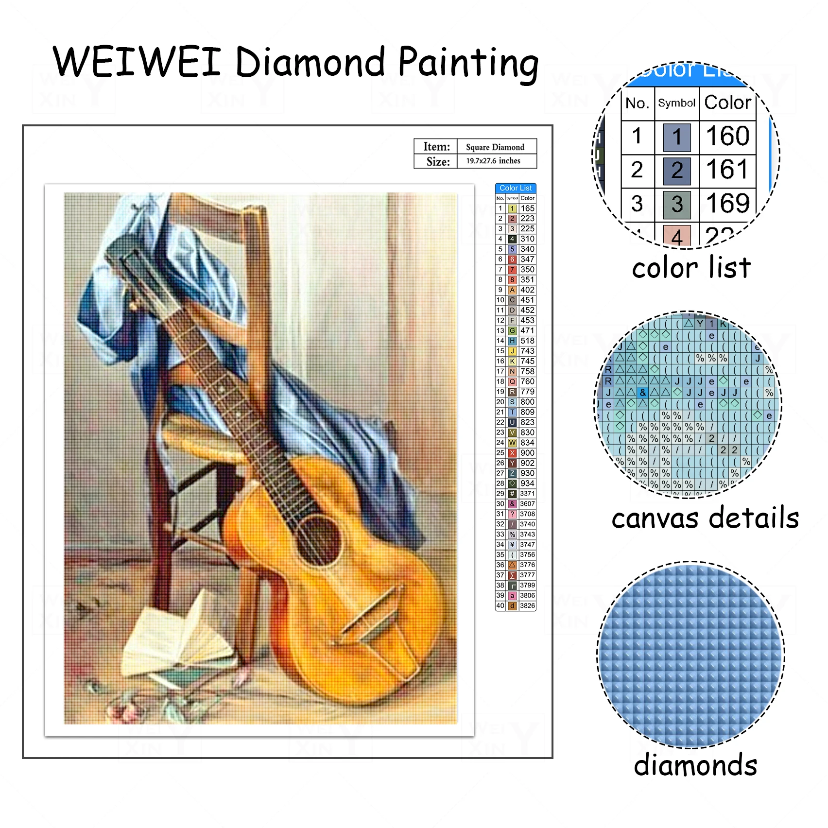 WEIWEI 5D Diy алмазная живопись винтажная скрипка Полный Набор для вышивки крестиком