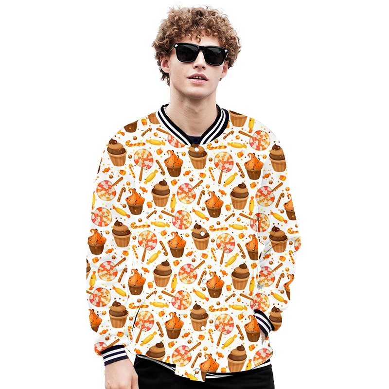 

3d Baseball Jacket Coat Fashion Colorful Sugar Print Men Women Hoodie Sweatshirt Long Sleeve Unisex Cool 3D Hoodies Jackets Tops