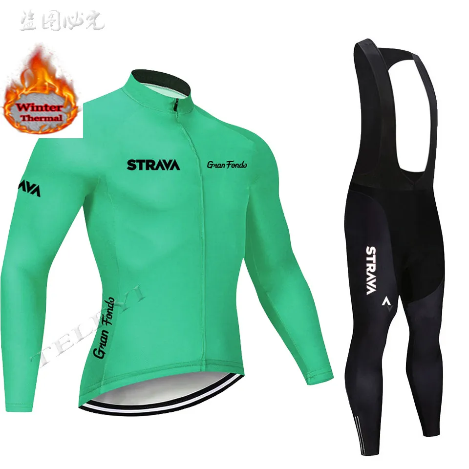 STRAVA велосипедная майка мужская pro team зимний теплый флисовый комплект с длинным рукавом MTB велосипедная Одежда Майо Ropa Ciclismo Hombre - Цвет: 7