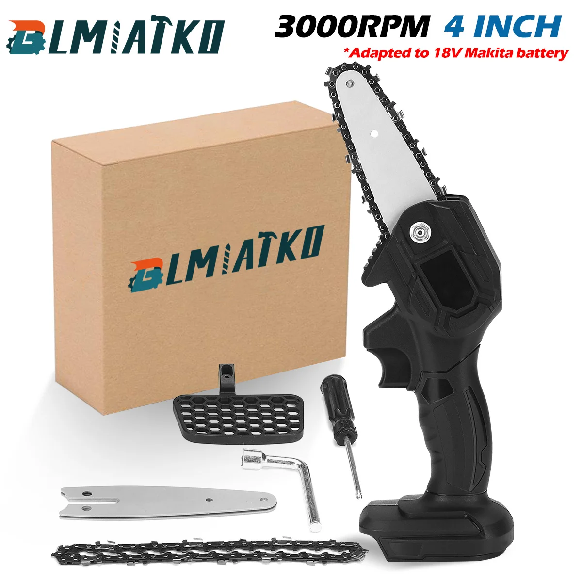 

2400W 24V 4inch Chainsaw Cordless Electric Saw Tree Branch Cutter Brushless Motor Lightweight Pruning Shears for Makita Battery