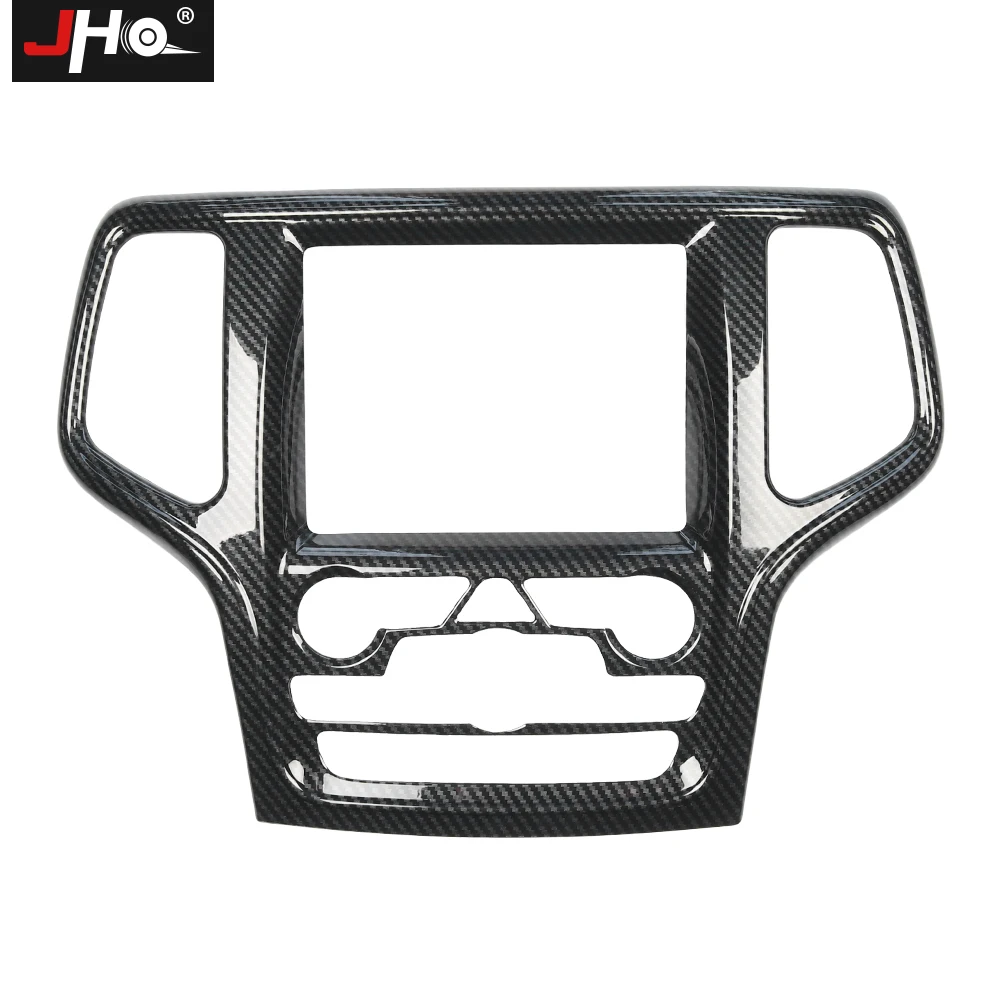 

JHO Plastic Carbon Grain Center Cup Holder Overlay Cover Trim For Jeep Grand Cherokee 2014-2018 15 16 17 Limited Car Accessories