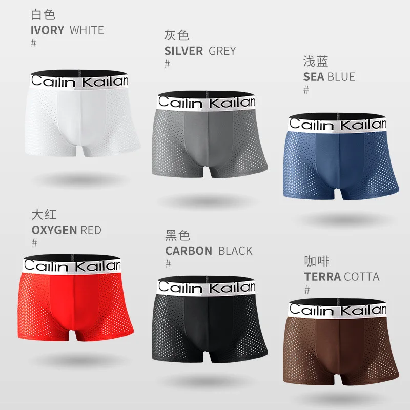 

4pcs/Lot Men's Panties Male Underpants Man Pack Shorts Boxers Underwear Slip Homme Calzoncillos Bamboo Hole Large Size
