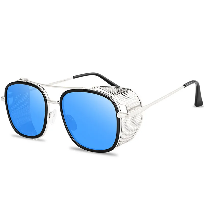 

High Quality New Retro Steampunk Women's Sunglasses Men's Metal Side Bag Eyeglasses Tide Punk