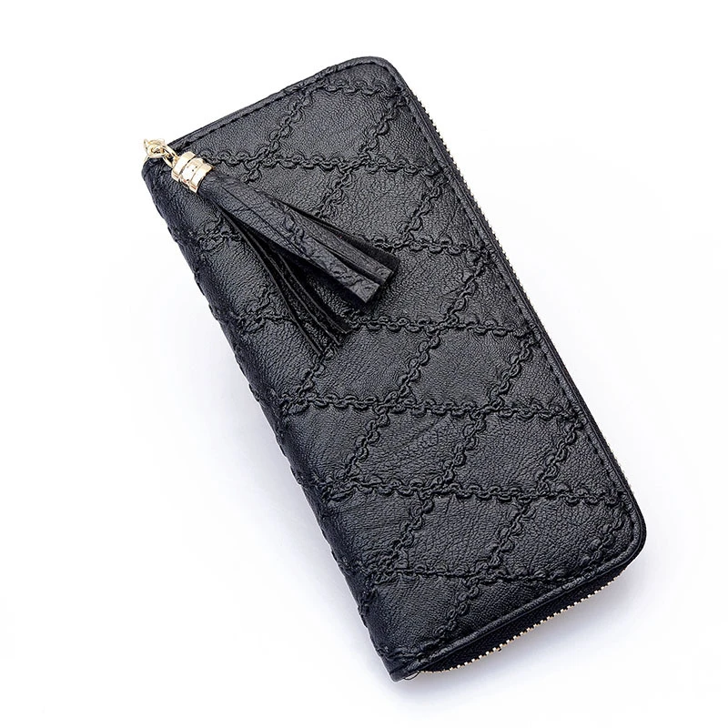 

Women Wallet Coin Purse Tassel Decoration Women Pu Leather Wallet Long Zipper Credit Card Holder Money Clutch Multifunction