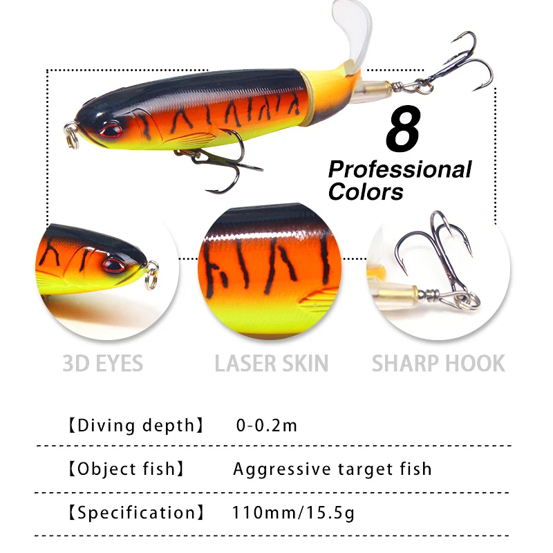 11 см 15 г Whopper Popper Topwater рыболовная приманка с 3D глазами пластиковая искусственная