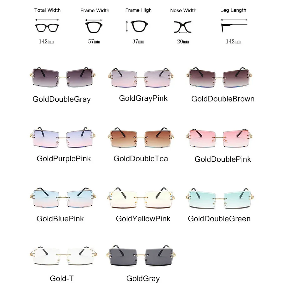 

ONEVAN 2021 Rimless Sunglasses Women High Quality Glasses Women Luxury Brand Gradient Sun Glasses Vintage Oculos De Sol Feminino