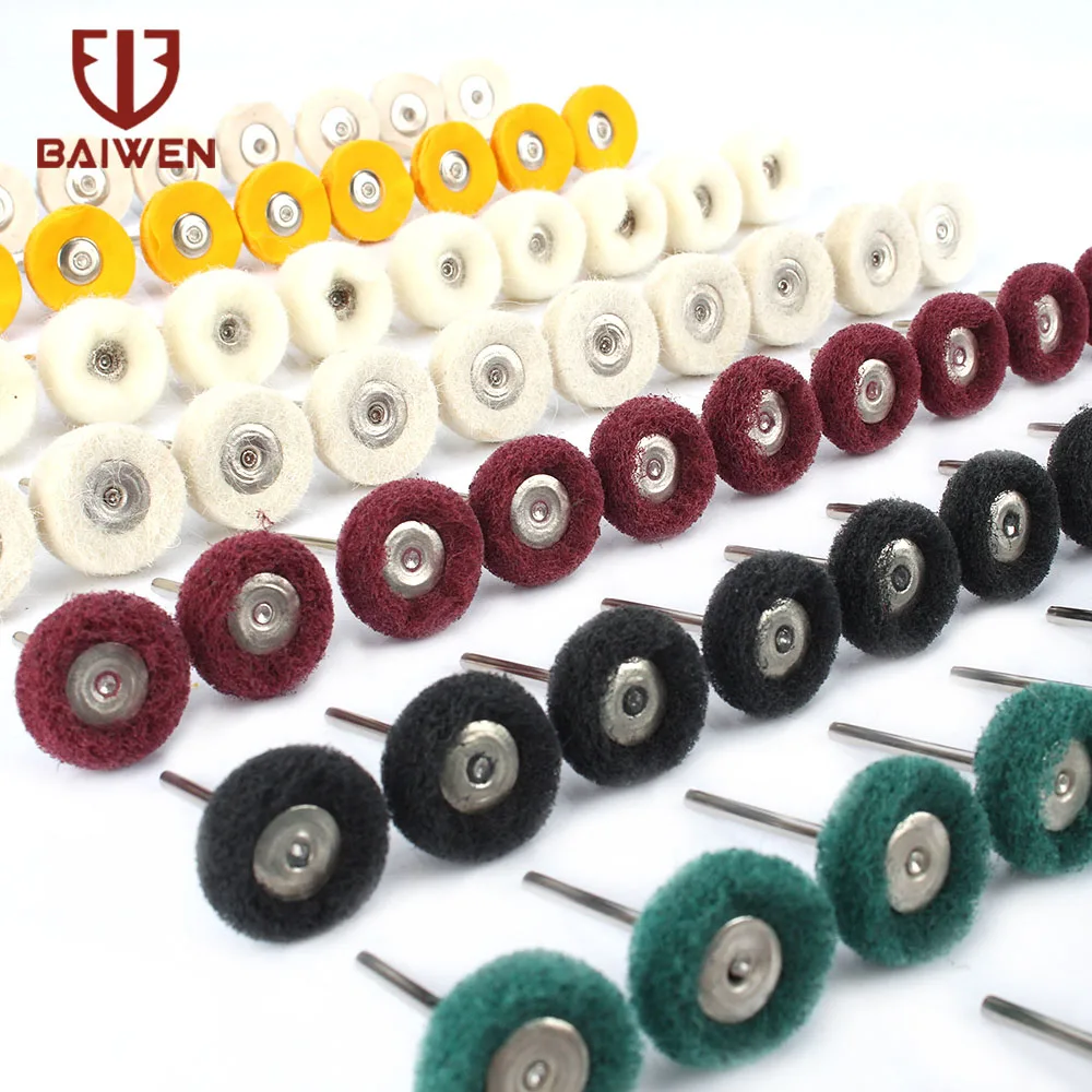 

80Pc 25mm 1" Abrasive Polishing Wheel Set Wool Buffing Pad for Rotary Tools With 3mm Shank
