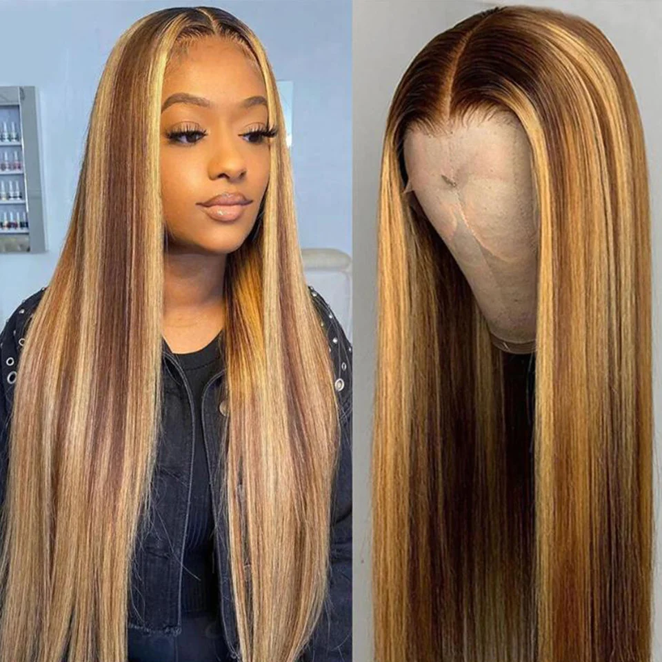 

Highlight Wig Straight Lace Front Human Hair Wigs 30 Inch 13x4 Straight Lace Frontal Wig Pre Plucked Honey Blonde Human Hair Wig