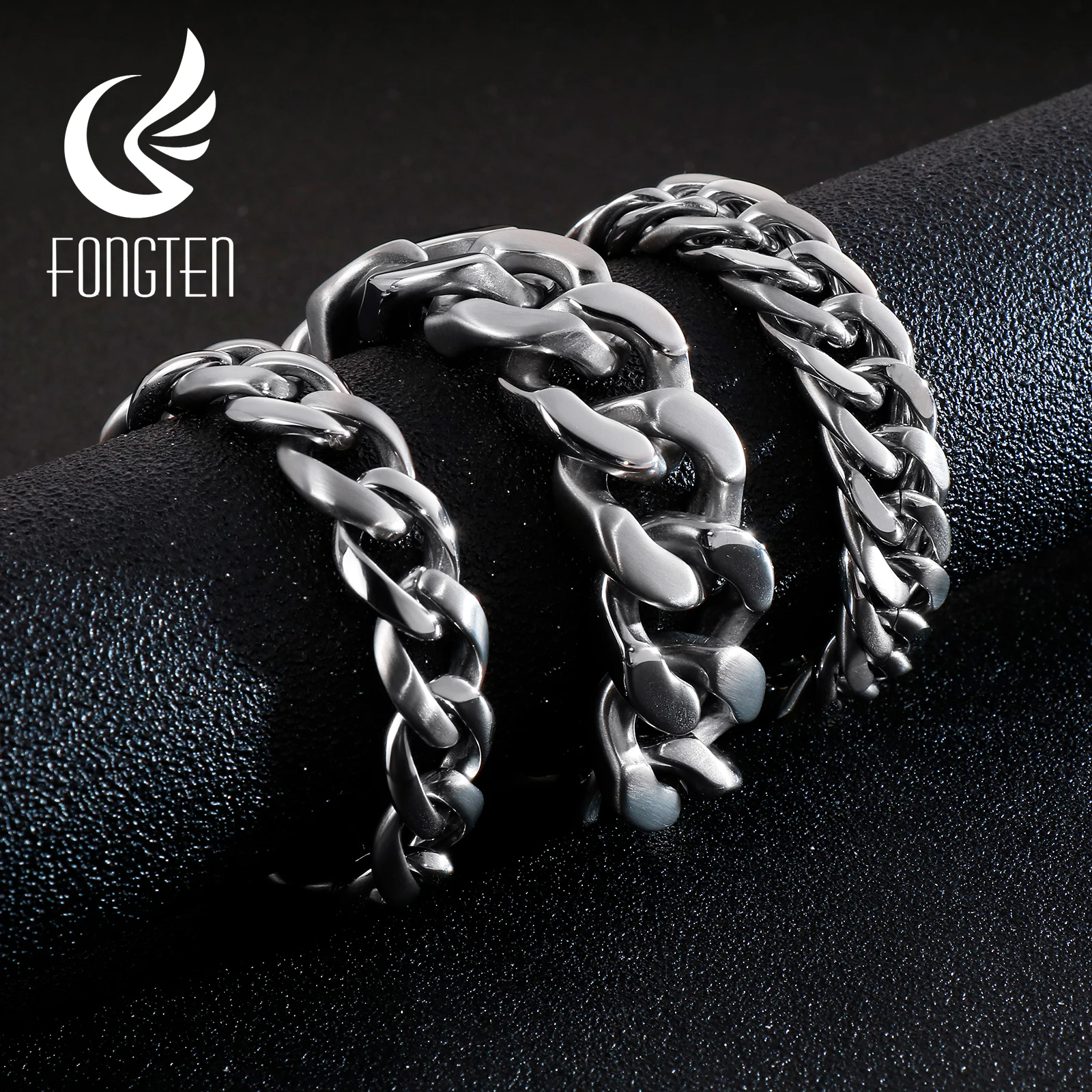 Мужской браслет из нержавеющей стали Fongten винтажный браслет-цепочка с широкими