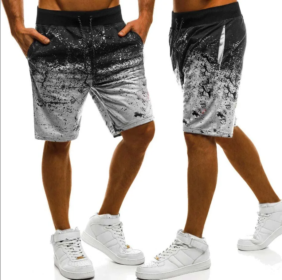 

Men Elastic Beach Sport Pants Shorts Pocket Masculina Shorts Summer Men Casual Loose Shorts Gradient Cargo Shorts