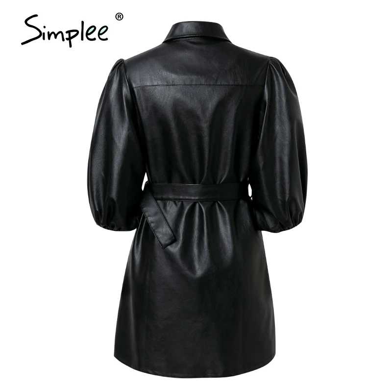 Simplee уличная одежда платье из искусственной кожи прочный ФОНАРЬ Высокая талия