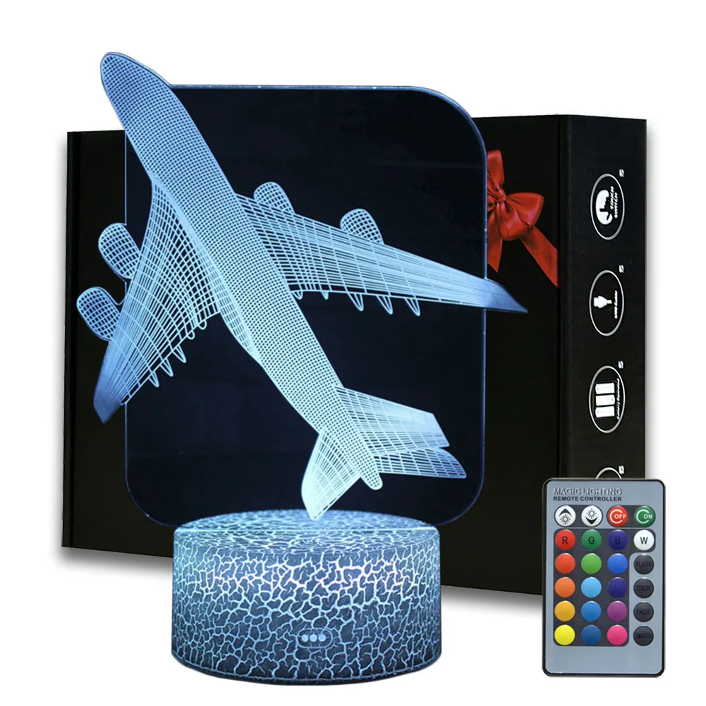 3D Иллюзия самолет ночной Светильник воздуха лампа дети Спальня украшения лампы