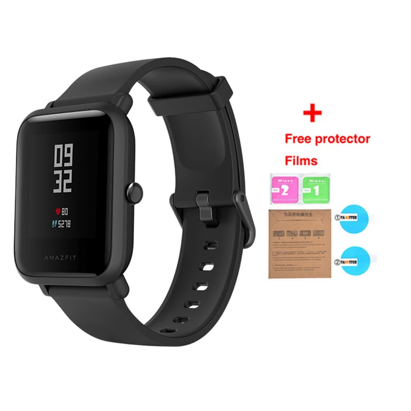 Black Смарт-часы AMAZFIT Bip Lite, несколько видов спорта, глобальная версия, режим ожидания на 45 дней, монитор сердечного ритма, фитнес-трекер - Цвет: Black