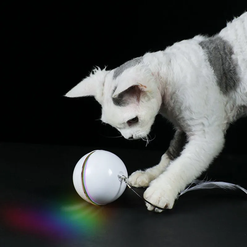 

Электрическая машинка для стрижки животных мяч надувные игрушки Красочный светодиодный прокатки флэш мяч игрушка для кошки и головной повязкой с пером USB Перезаряжаемые для товары для щенков питомцев