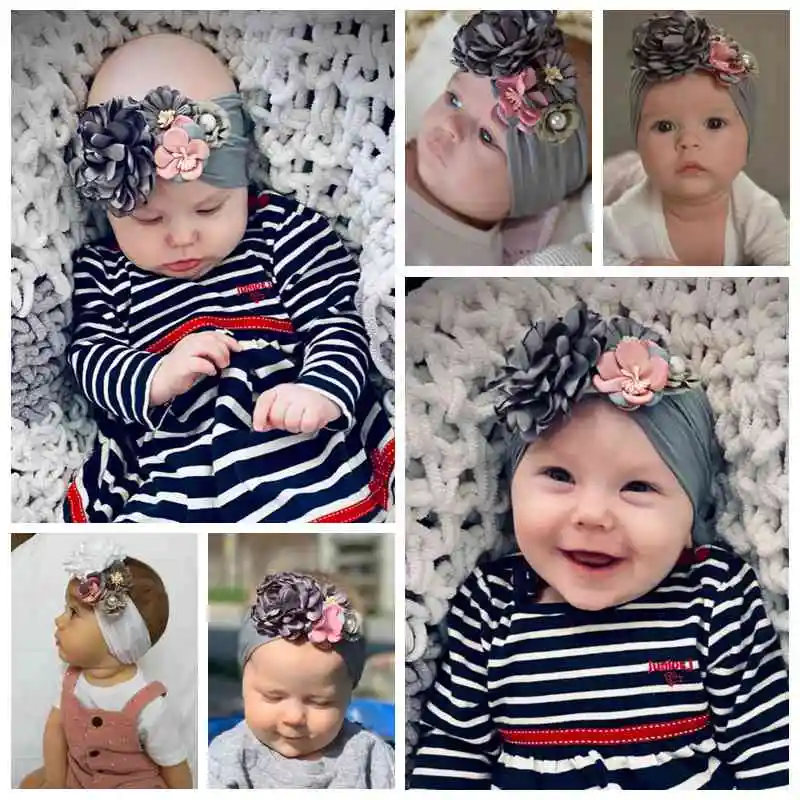 3D с цветочным принтом повязка на голову для малышей Одежда маленьких девочек