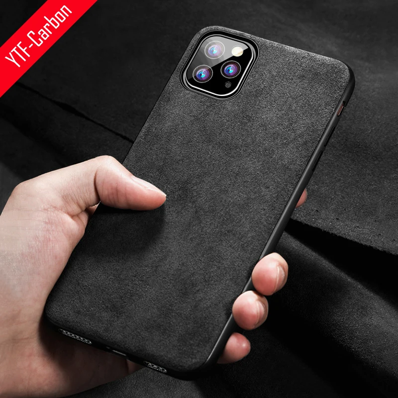 YTF Carbon для iPhone X XS Max XR 7 8 Plus 11 чехлы с алькантарой искусственная кожа чехол 12 Pro SE2