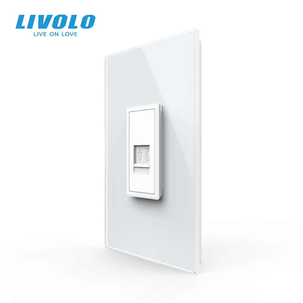 livolo us au standard 22 5mm luxurious telephone com tv satv aiduo socket pearl crystal glass panel socket plugs free global shipping