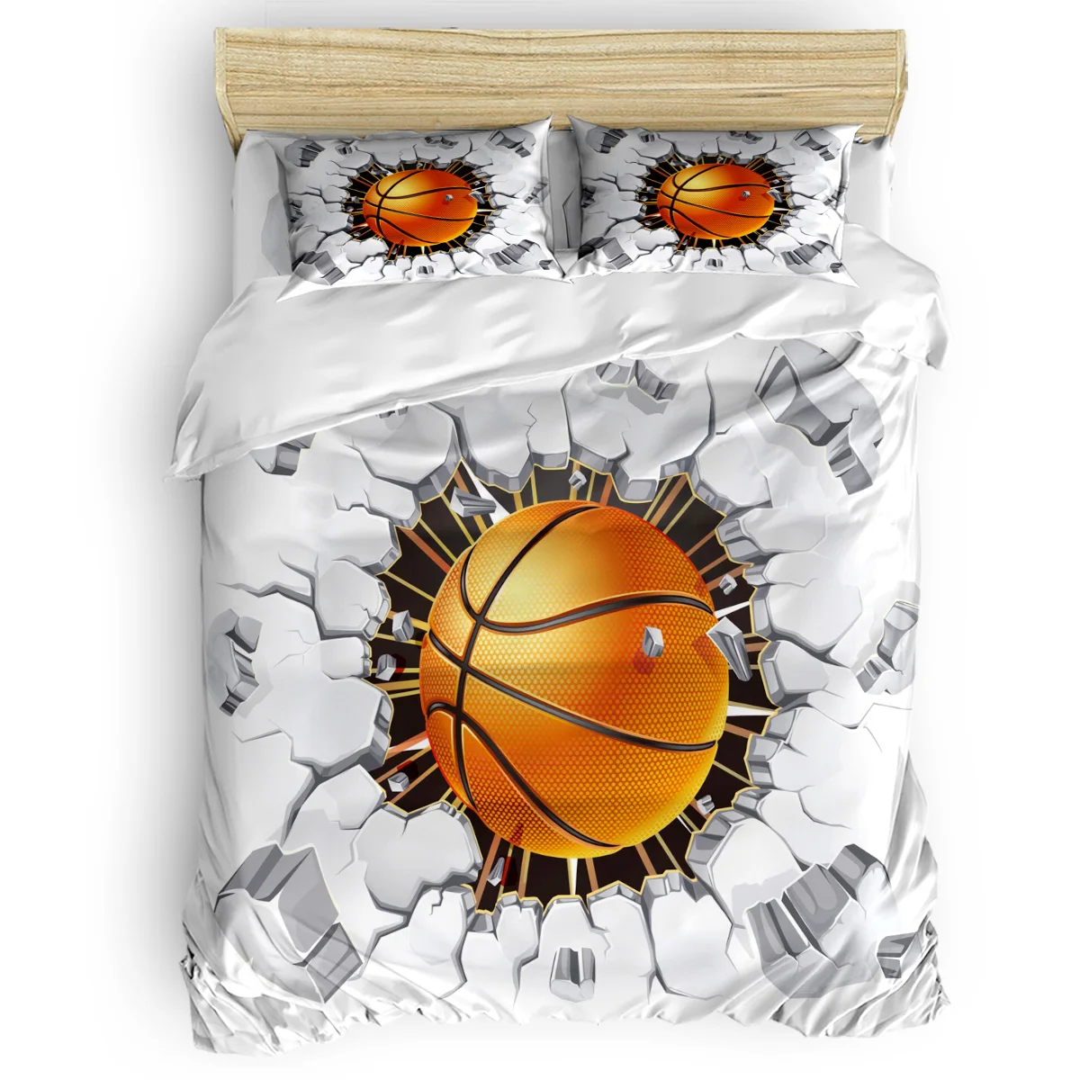 

Basketball Wall Crack Duvet Cover Set Warm and Comfortable Bedding Set Bedroom Supplies Bedroom Comforter Set 2/3/4pcs
