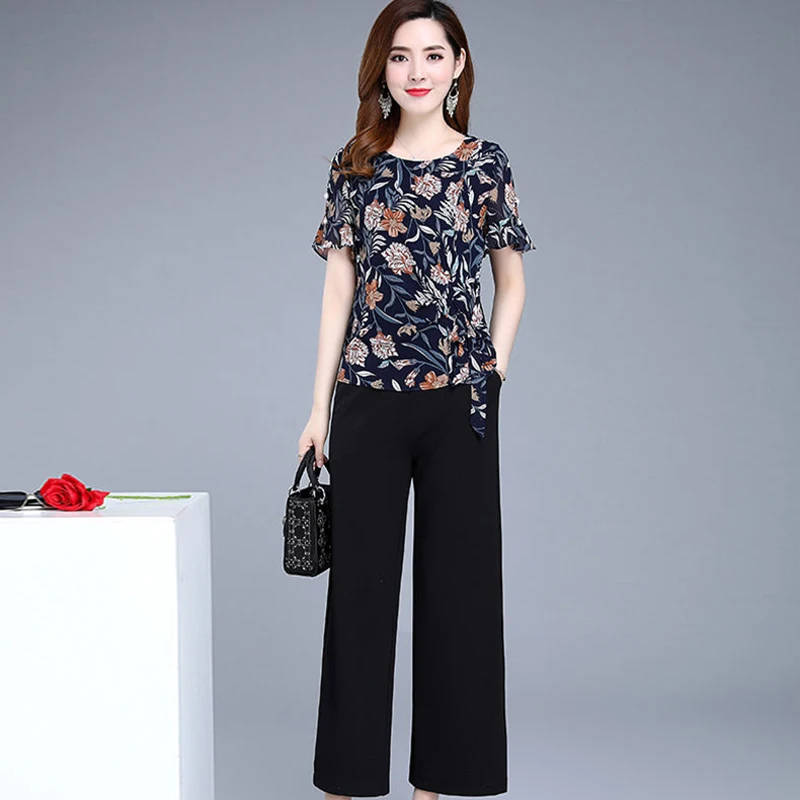 Женские повседневные Летние шифоновые блузки с круглым вырезом и цветочным