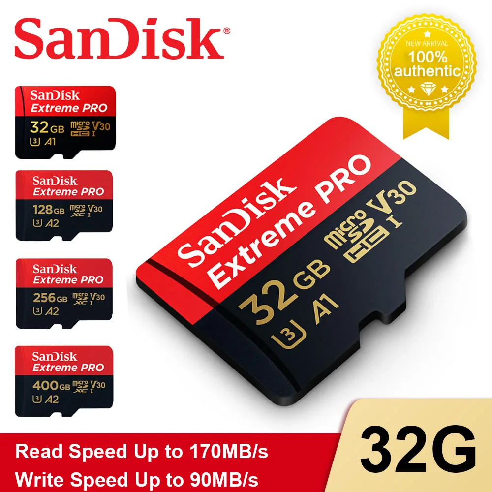 

Карта Micro SD Sandisk Extreme PRO, 1 ТБ, 512 ГБ, 400 ГБ, 256 ГБ, 64 ГБ