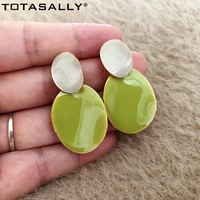totasally brand new enamel oval leaf earrings for women romantic drop earring anti allergy girls ear jewelry gifts dropship