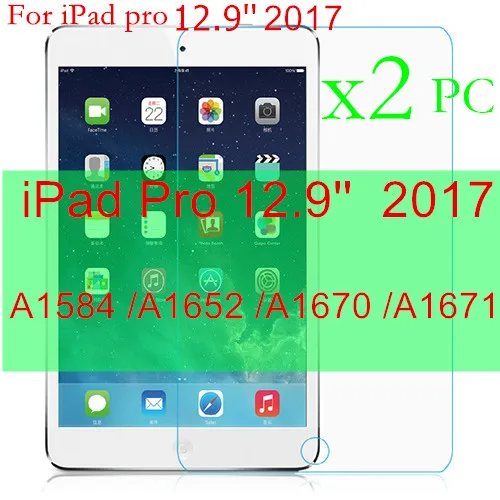 iPad Pro 12.9 2017 2 шт Защитное стекло для apple ipad air 1 2 pro 9,7 10,5 устойчивая к царапинам Защита экрана для ipad 2, 3, 4 стеклянная пленка - Цвет: iPad Pro 12.9 2017