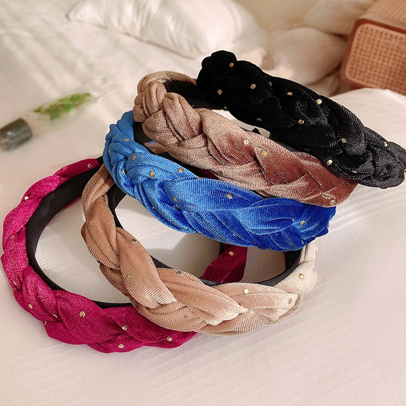 

Korean Retro Velvet Twist Headband Hair Hoop Women Temperament Braided Hair Band Headwear Girl Go Out Hairband Hair Accessories