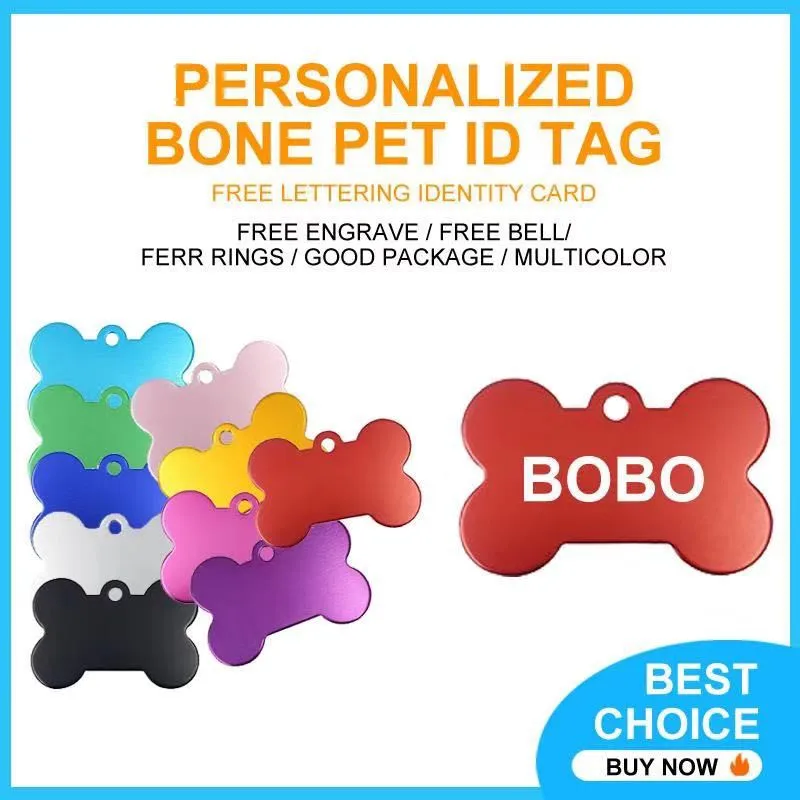 

Personalized Bone Pet ID Dog Tag Custom Cat collar Names