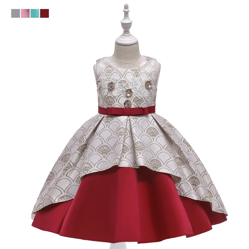 

2021 New Girl Dress Satin Tihua Princess Skirt Flower Children's Wedding Pompeid Dress Skirt