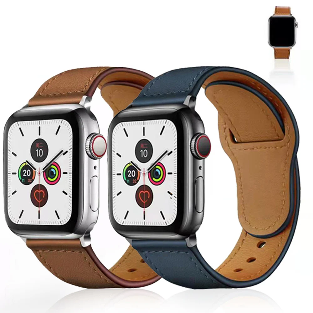 

Ремешок из натуральной кожи для Apple Watch, модный браслет для Apple Watch Series 7 6 5 4, 44 мм 40 мм 42 мм 38 мм