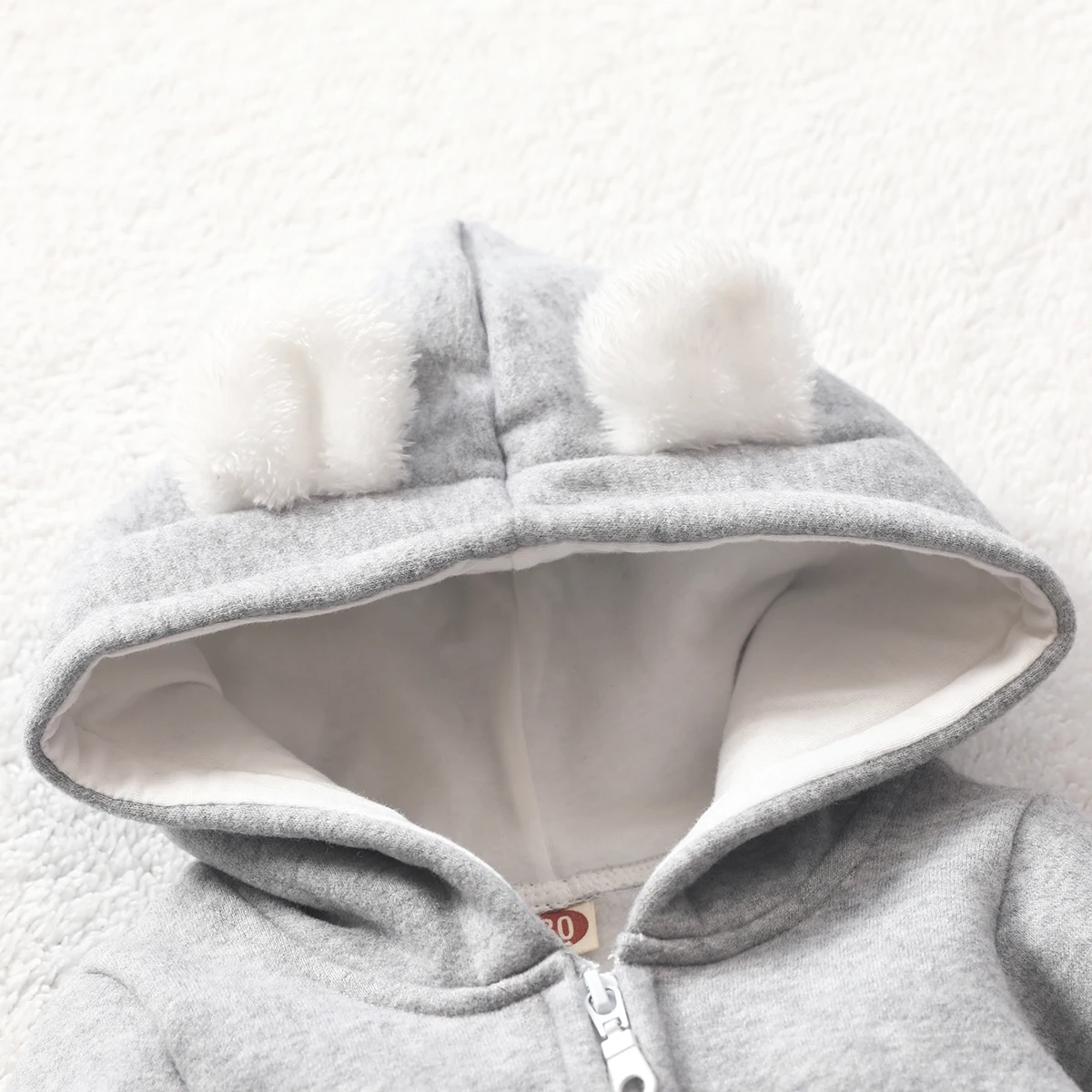 

Toddler Autumn Wear, Fleece Hooded Long-Sleeves Zipper Open Jumpsuit with Cartoon Cloud Pattern for Baby Girls, Boys