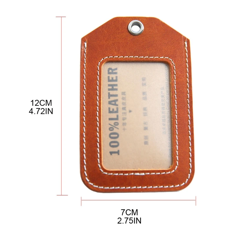 

Vertical Style Leather ID Card Badge Holder Case with Neck Strap Lanyard