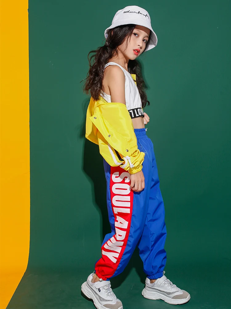 Детская желтая куртка пальто топы одежда в стиле хип-хоп наряды для девочек