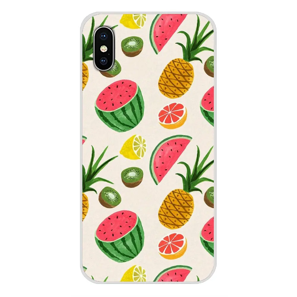 Мягкий кожаный чехол с изображением Летних Фруктов лимона ананаса арбуза для