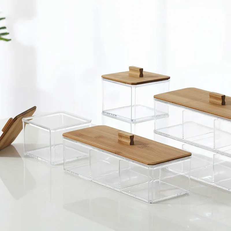 Акриловый круглый Qtip контейнер горшки для специй миска косметический макияж