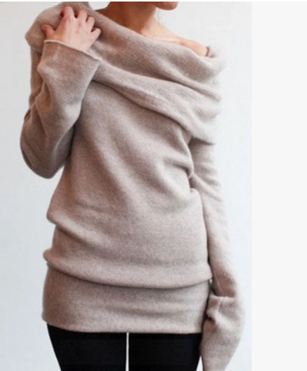 ZOGAA свитер для женщин воротник со сборками пуловер тонкий однотонный свитера