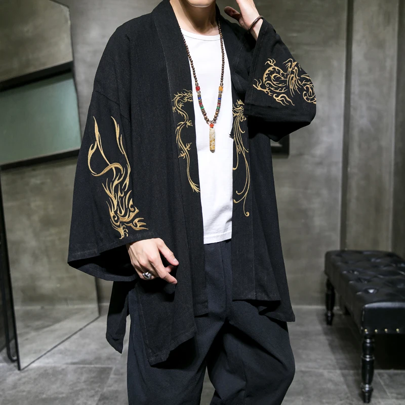 2021 модный костюм ханьфу с вышивкой мужской льняной халат в китайском стиле