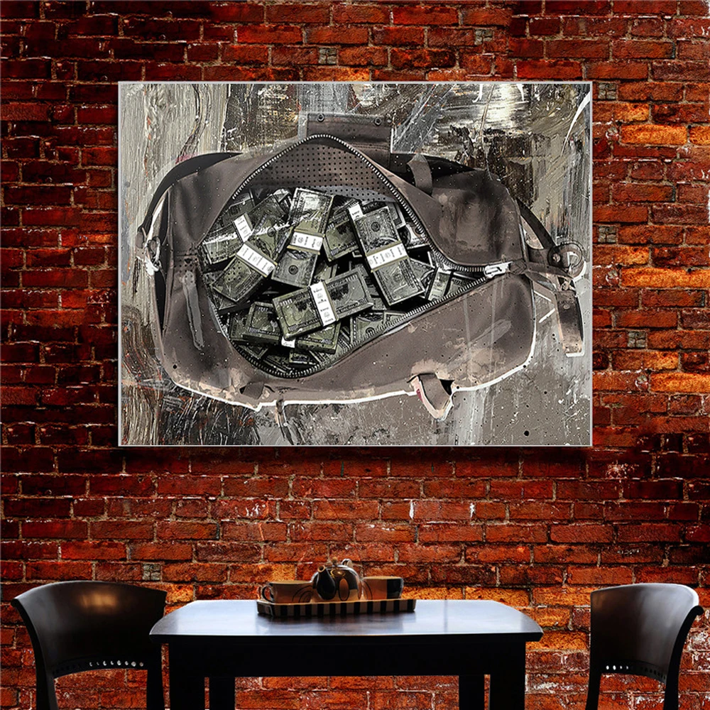 

Wall Art Picture Dollars Money Bags Oil Painting Dollar Poster Canvas Wall Pictures for Living Room Posters Prints Home Decor
