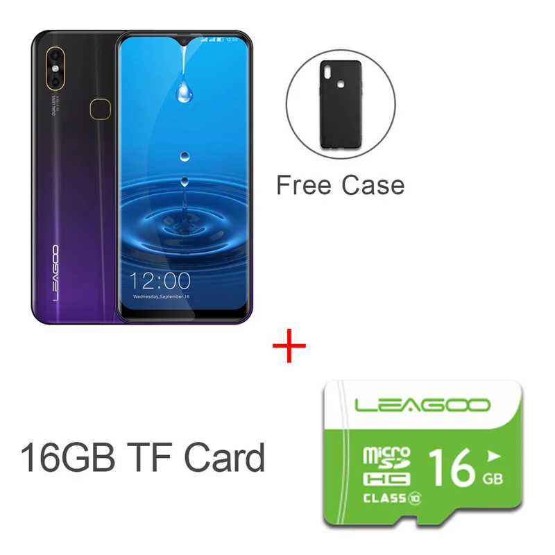 LEAGOO M13 Android 9,0 смартфон 6,1 ''HD ips дисплей в виде капли воды 4 Гб ОЗУ 32 Гб ПЗУ MT6761 3000 мАч Две камеры 4G мобильный телефон - Цвет: black N 16GB card